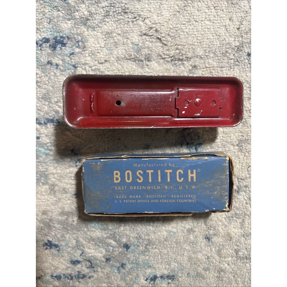Vintage Red Swingline Mini Stapler & Box Bostitch Staples EUC Collectibles